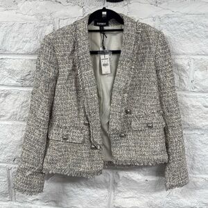 Express blazer NWT cream woven with black and silver